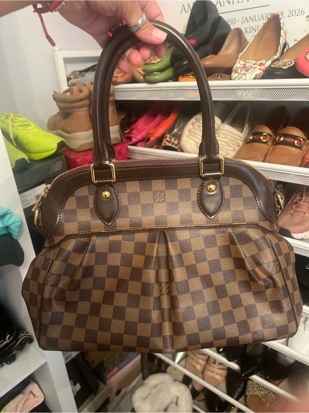 Louis Vuitton Brown Damier Ebene Satchel with Dark Brown Trim